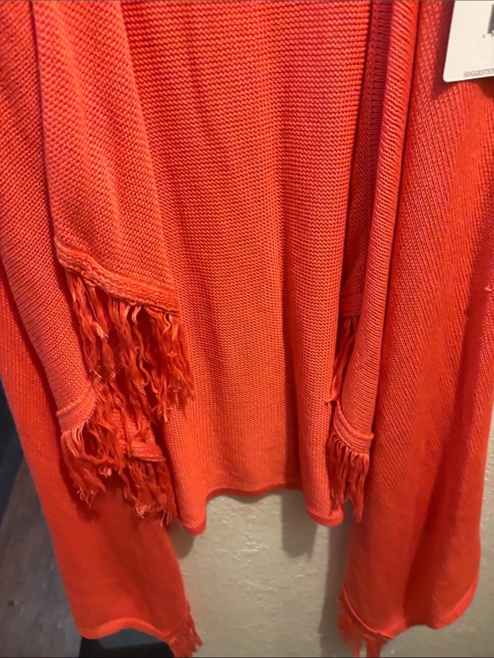 RXB Coral Open-Front Fringe Knit Wrap